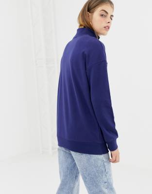 daisy street relaxed sweatshirt with half zip and flag embroidery