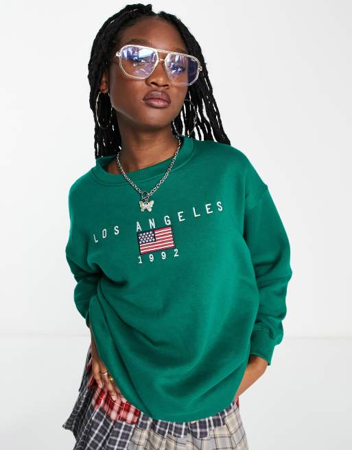 Relaxed Graphic Hoodie Sweatshirt - Green