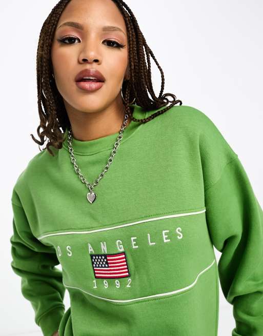 Daisy Street relaxed sweatshirt with LA graphic in pistachio