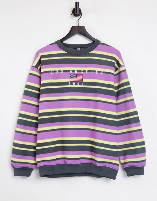 Daisy Street relaxed sweatshirt with los angeles embroidery in retro stripe