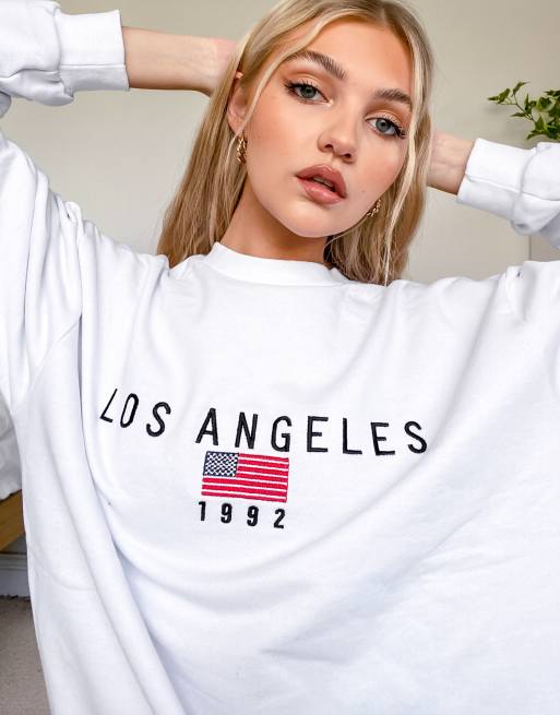 Daisy street relaxed sweatshirt cheap with vintage los angeles embroidery