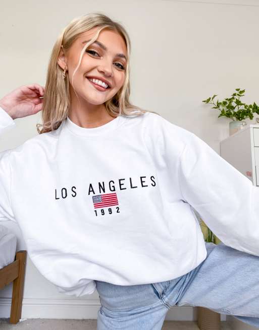 Daisy street relaxed sweatshirt cheap with vintage los angeles embroidery