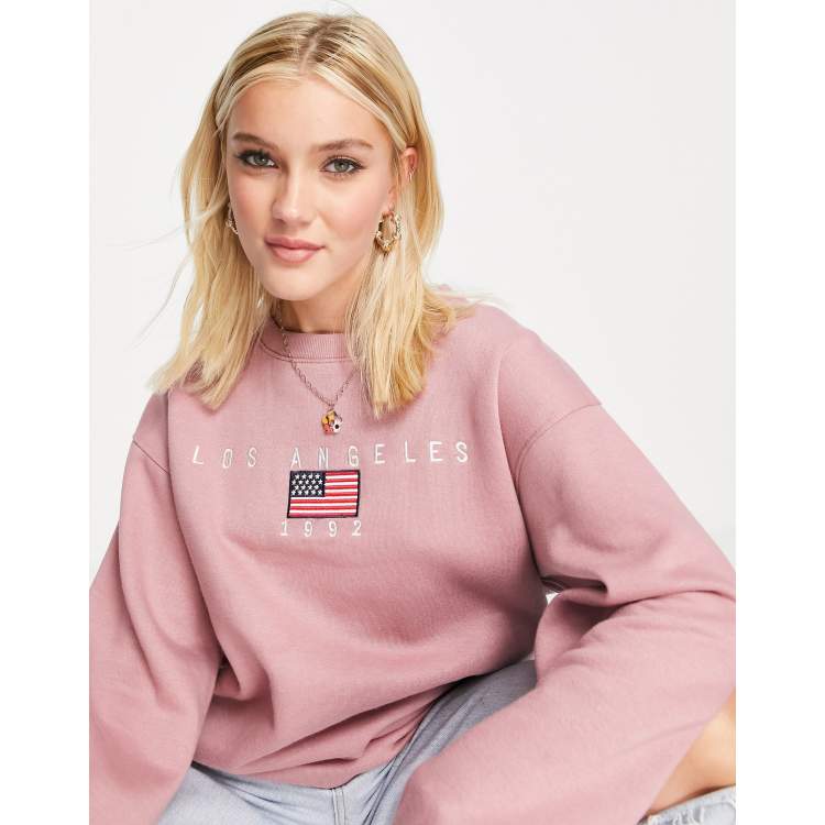 Daisy Street Collared Embroidered Crew Neck Sweatshirt