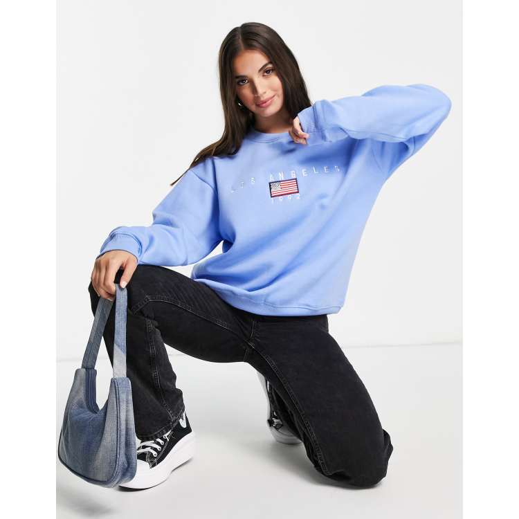 Daisy street oversized sweatshirt with 2025 los angeles embroidery in retro strip