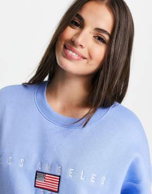 daisy street relaxed sweatshirt with vintage los angeles embroidery