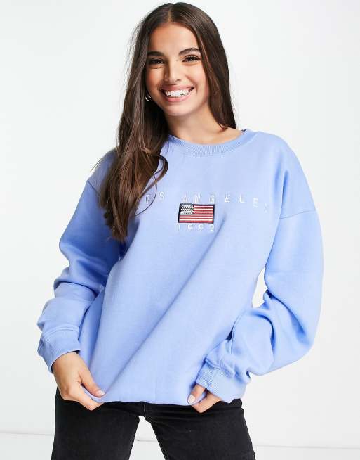 Daisy street relaxed sweatshirt with vintage los angeles embroidery clearance