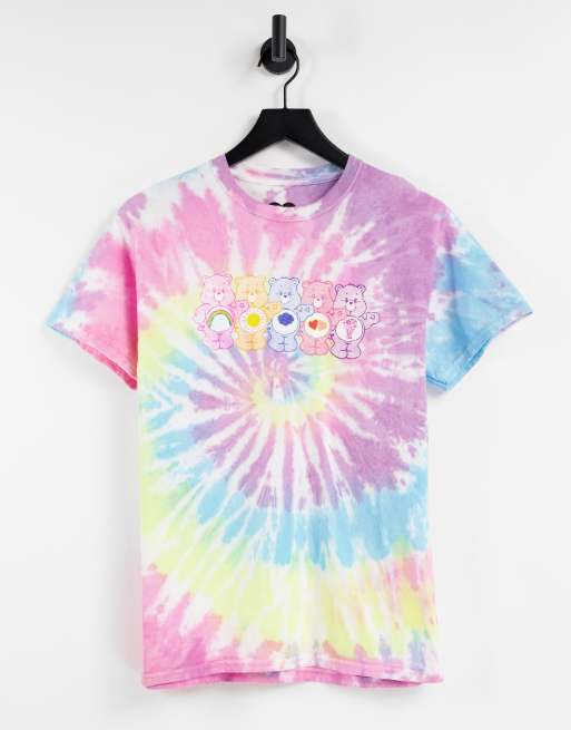 Daisy Street relaxed t-shirt with care bears print in tie dye