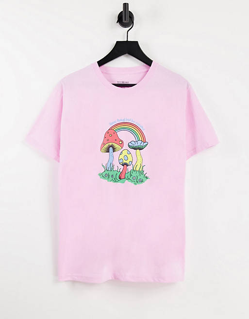 Daisy Street relaxed t-shirt with fun rainbow print