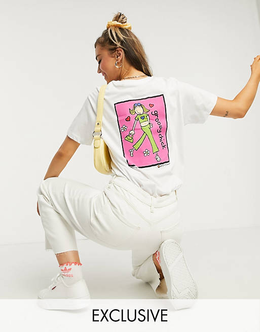 Daisy Street relaxed t-shirt with Groovy Chick back print