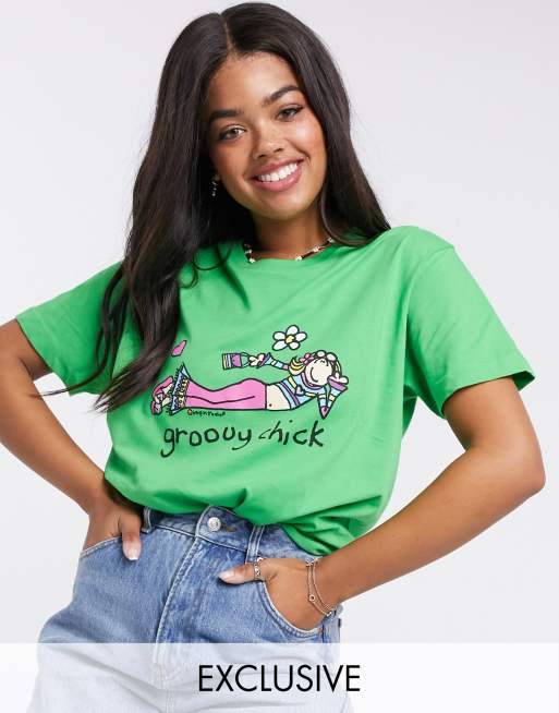 Daisy Street + Daisy Street Relaxed T-shirt With Groovy Chick Print