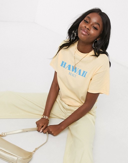 Daisy Street relaxed t-shirt with hawaii print