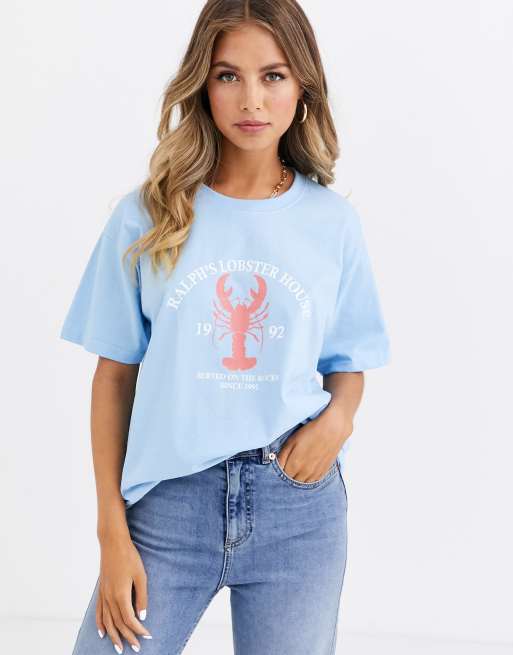 Daisy Street relaxed t-shirt with lobster print | ASOS