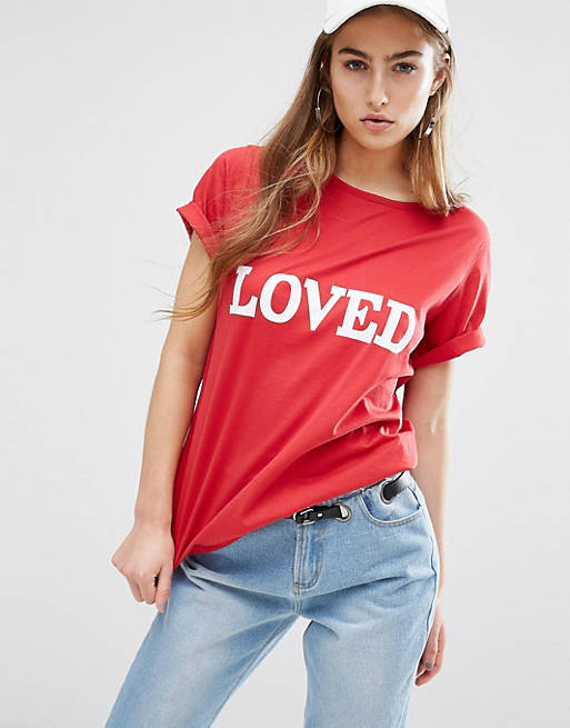 Daisy Street Relaxed T-Shirt With Loved Print