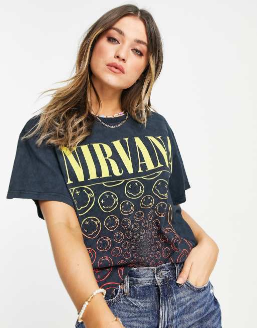 Daisy Street relaxed T shirt with Nirvana print in vintage wash