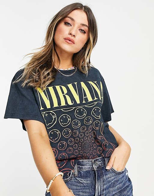 Daisy Street relaxed t-shirt with nirvana print in vintage wash