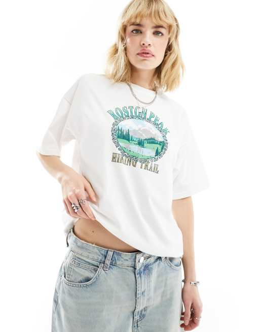 Daisy Street relaxed t-shirt with Roston Peak print