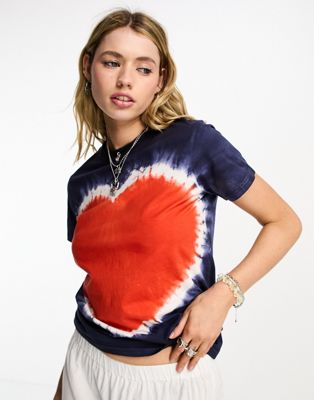 Daisy Street relaxed t-shirt with tie dye heart
