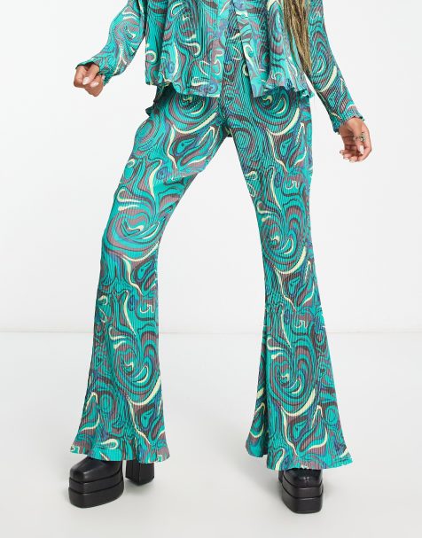 Daisy Street relaxed trousers in plisse swirl co-ord - view 1