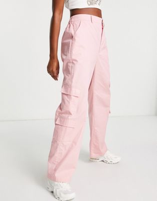 Hot Pink Cropped Pants Weekeep Kawaii Pink Cargo Pants Y2k Cute