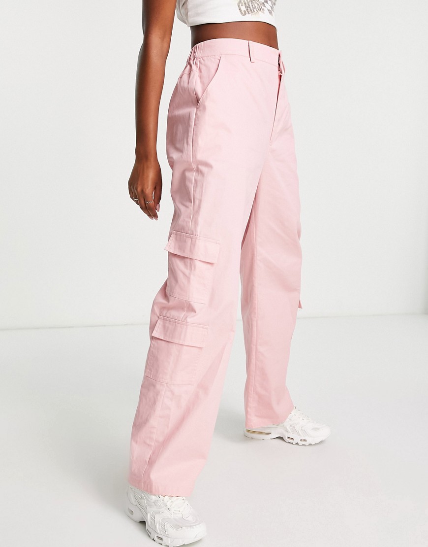 Daisy Street relaxed Y2K cargo pants in baby pink