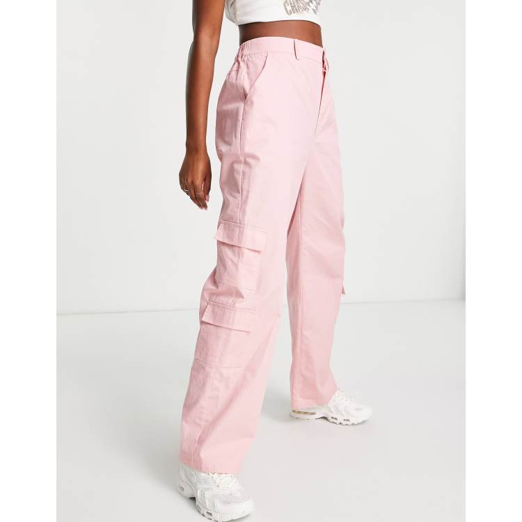 ASOS DESIGN oversized utility combat pants in bright pink