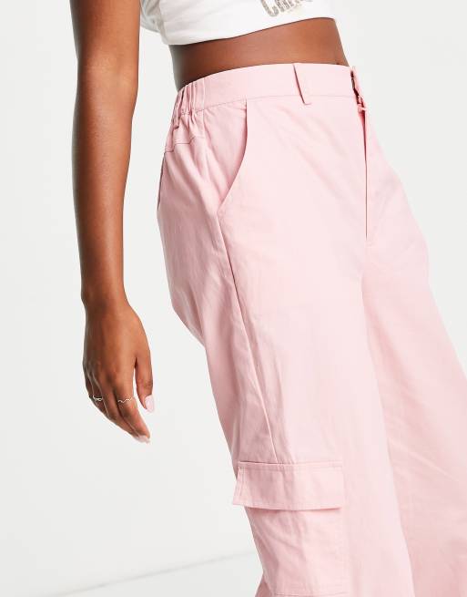 Daisy Street relaxed Y2K cargo trousers in baby pink, 3 of 4