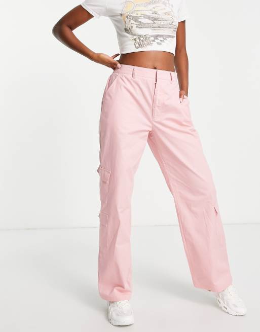 Daisy Street relaxed Y2K cargo trousers in baby pink, 4 of 4