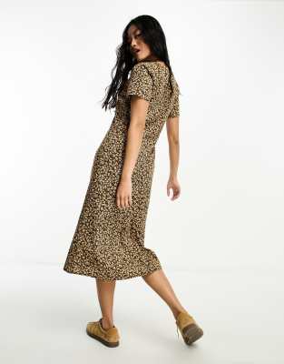 Leopard print midi shirt dress sales warehouse