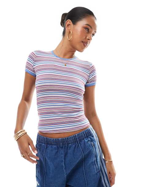 Daisy Street retro stripe baby tee - view 1