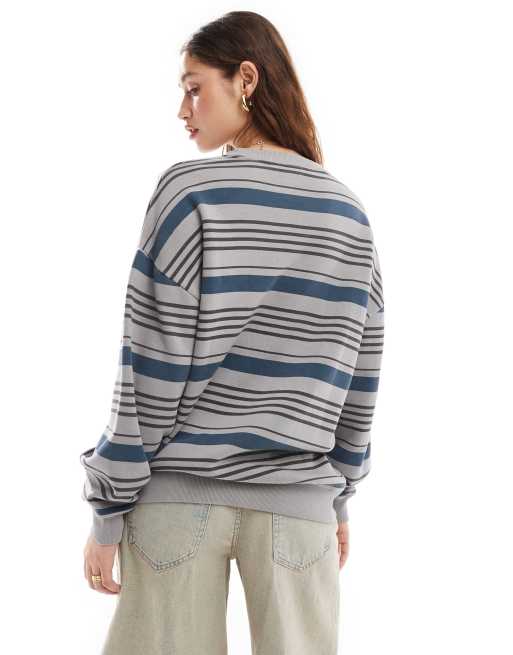 Daisy Street retro stripe sweatshirt with newport rhode island graphic  , 4 of 4