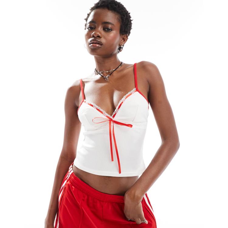 トップス moose's petit ribbon cami Wylie Lace Trim Cami in White | Altar'd State