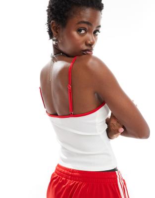 SUPER RIB CAMISOLE（RIBBON） HOLIDAY Daisy Street rib cami top with red ribbon detail | ASOS