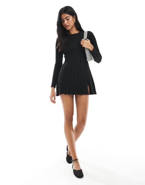 Daisy Street rib knit mini dress in black - view 1