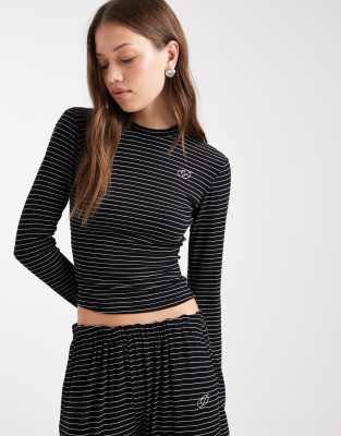 Daisy Street Ribbed Pajama Set In Multi