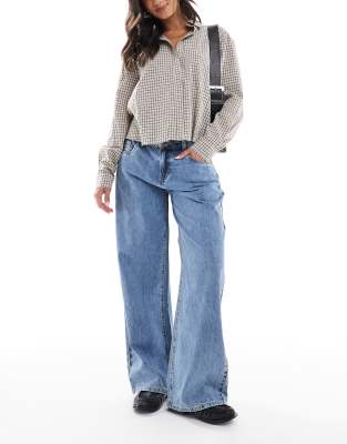 Daisy Street - Riley - Lockere Jeans in Blau mit niedrigem Bund