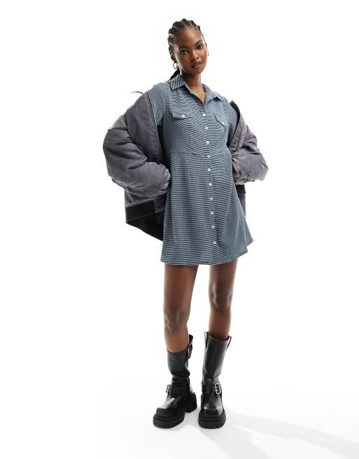 Daisy Street - Robe chemise courte et ajustée texturée à carreaux