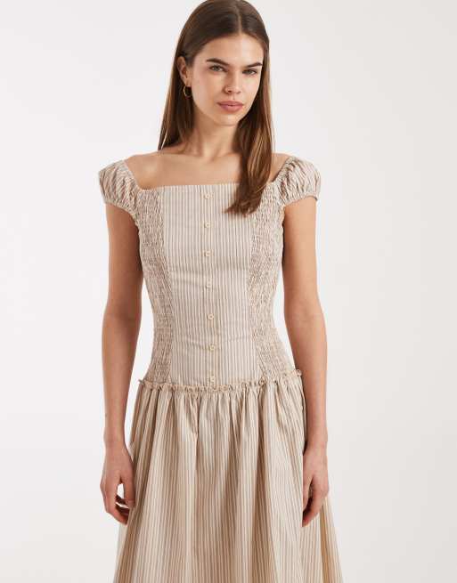 Daisy Street - Robe corset longueur mollet à rayures avec taille basse - Mauve, 2 de 4