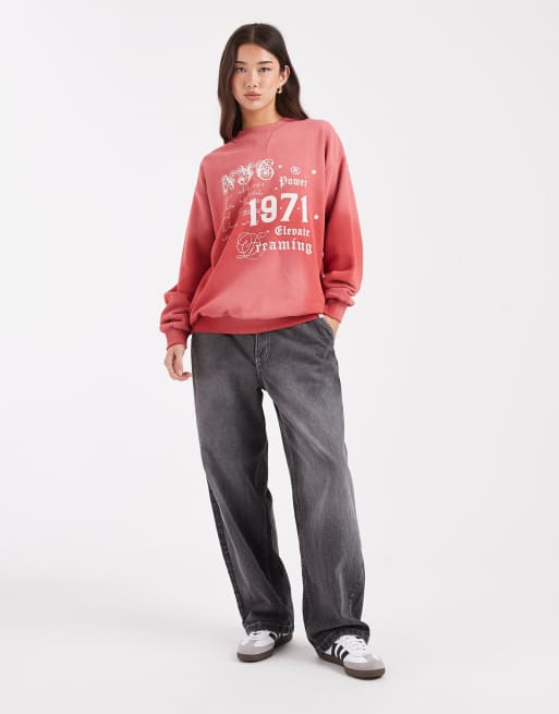 Daisy Street – Röd sweatshirt med grafiskt tryck, 3 av 4