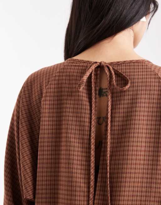 Daisy Street – Rödrutig miniklänning i dra på-stil med smock, 4 av 4