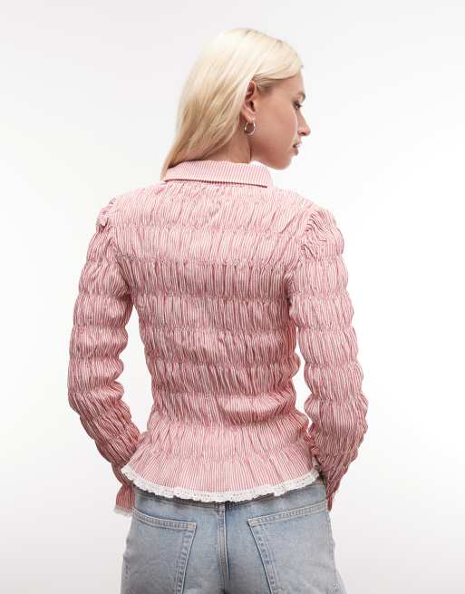 Daisy Street – Rosarutig, smockad blus med långa ärmar, 4 av 4
