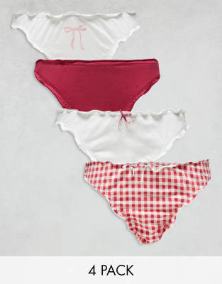 ruffle cotton gingham multi briefs pack