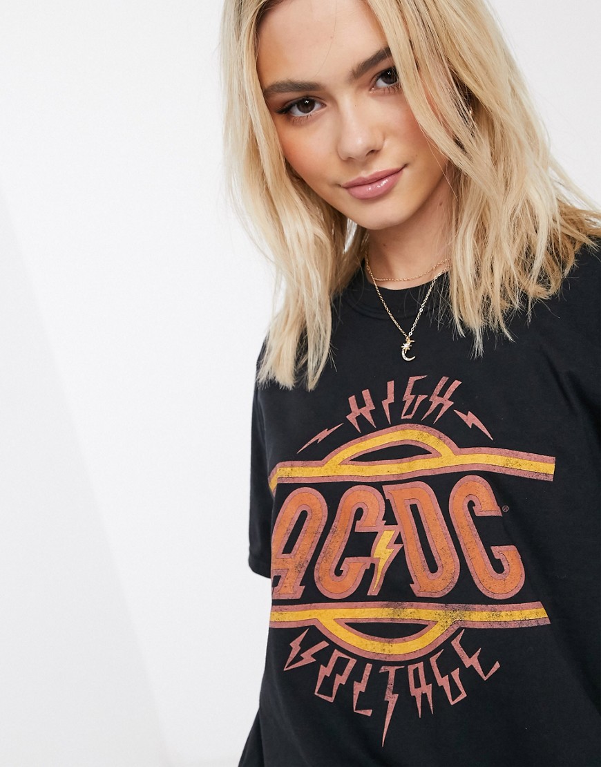Daisy Street - Ruimvallend T-shirt met ACDC-print-Zwart