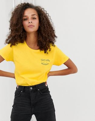 Daisy Street - Ruimvallend T-shirt met print-Geel