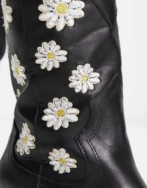 Daisy Street - Santiags à motif pâquerette - Noir, 3 de 4
