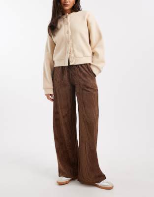 Daisy Street - Schlupfhose in kariertem Rostrot mit Tunnelzug-Brown