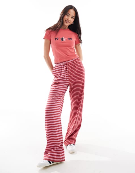 Daisy Street – Schlupfhose mit kontrastierendem Farb-Design in gestreiftem Rot, Kombiteil - view 1