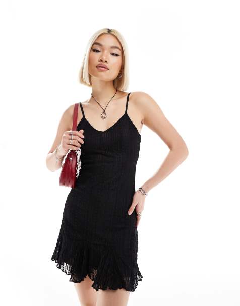 Daisy Street – Schwingendes Minikleid aus Spitzenmix in Schwarz - view 1