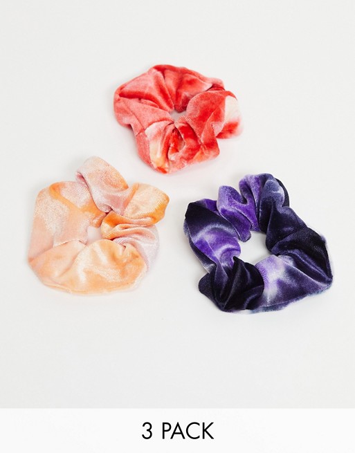 Daisy Street scrunchies in bright velvet 3 pack