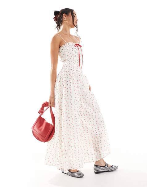 Daisy Street shirred drop waist maxi dress in red ditsy floral - view 1