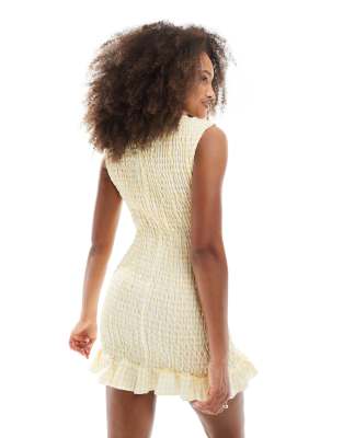 knee length dresses for ladies Brown Gingham Shirred Martha Mini Dress main image 1